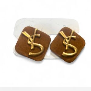 YS Gold Logo on Brown Earrings